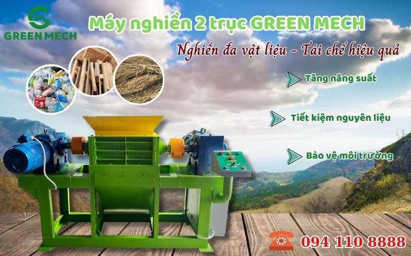 Máy nghiền 2 trục nghiền đa vật liệu trong tái chế
