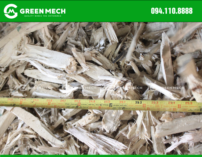 Dăm gỗ sau khi nghiền bằng máy nghiền 2 trục
